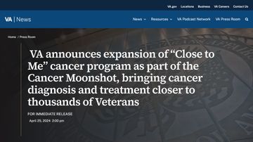 VA announces expansion of “Close to Me” cancer service as part of the Cancer Moonshot, bringing cancer diagnosis and treatment closer to thousands of Veterans